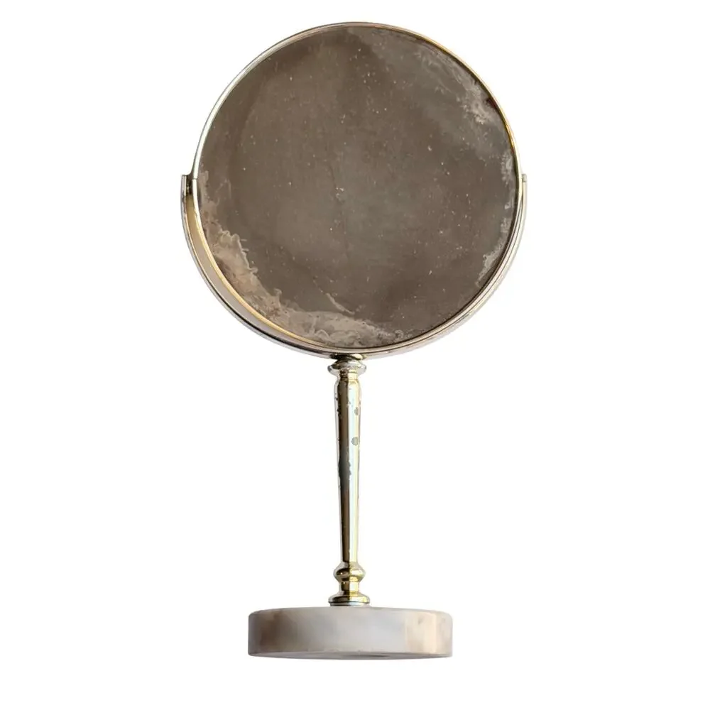 MCM Mirror 4 Towel Holder Swivel Pedestal Set Marble Base Gold Removable Arms